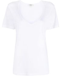 Agolde - T-shirt en coton mélangé à col v - Lyst