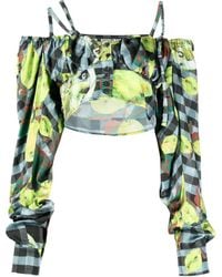 OTTOLINGER - Lemon-Checked-Print Off-Shoulder Top - Lyst