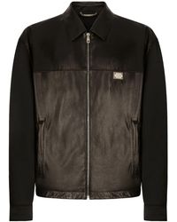 Dolce & Gabbana - Leather Zipped Jacket - Lyst