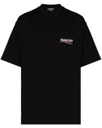 Balenciaga - T-shirt en jersey de coton col ras du cou et logo - Lyst