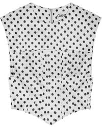 Ganni - Top With Polka Dot Pattern - Lyst