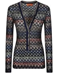 Missoni - Crochet-Knit V-Neck Cardigan - Lyst