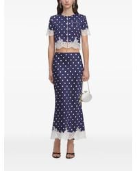 Self-Portrait - Polka-Dot Lace-Trim Skirt - Lyst