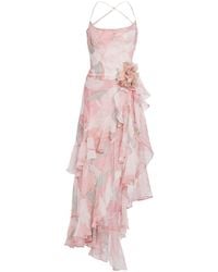 retroféte - Samara Floral-print Ruffled Silk Dress - Lyst