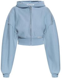Alexander Wang - Light Blue Cropped Zip-up Hoodie - Lyst