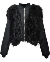 FILTH - Faux-Fur Trim Bomber Jacket - Lyst