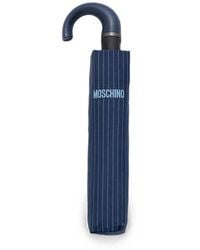 Moschino - Pinstripe-Print Logo-Print Umbrella - Lyst