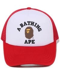 A Bathing Ape - College Logo-Print Mesh-Panel Trucker Cap - Lyst