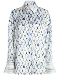 Genny - Floral Print Striped Shirt - Lyst