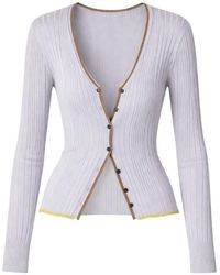 Roberto Collina - Contrast-Stitch Ribbed Cardigan - Lyst