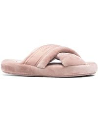 Tommy Hilfiger - Crossover Straps Faux-Fur Slippers - Lyst