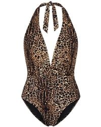 Anjuna - Leopard-Print Halterneck Swimsuit - Lyst