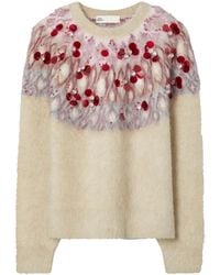 Tory Burch - Fair Isle Intarsia Embellished Wool-Blend Jumper - Lyst