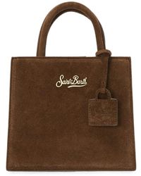 MC2 Saint Barth - Mini Shop Bag Logo-Lettering Suede Tote Bag - Lyst