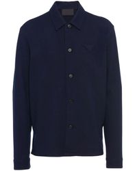 Prada - Triangle-Logo Wool-Blend Shirt - Lyst