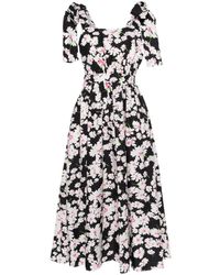 MSGM - Floral Cotton Midi Dress - Lyst