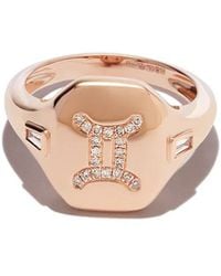 SHAY - 18K Rose Gemini Diamond Signet Ring - Lyst