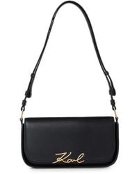 KARL LAGERFELD - Signature Bag With Golden Logo - Lyst