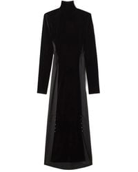 Lanvin - Midikleid Aus Samt Mit Stehkragen - Lyst
