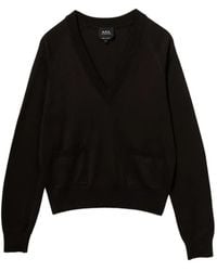 A.P.C. - Pull En Coton À Col V - Lyst