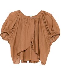 120% Lino - Blouse À Manches Bouffantes - Lyst