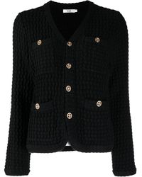 B+ AB Textured-knit Patch Pocket Cardigan - Black