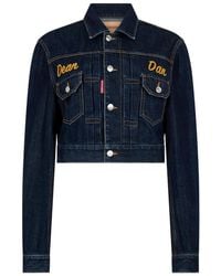 DSquared² - Cimosa Authentic Japanese Cropped Boxy Jean Jacket - Lyst