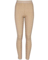 Balmain - Metallic Labyrinth Knit Leggings - Lyst
