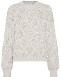 Brunello Cucinelli - Pull En Cachemire À Col Rond - Lyst