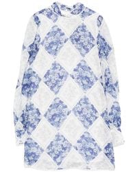 Twinset - Long-Sleeve Floral-Detail Mini Dress - Lyst