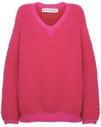 JW Anderson - Bouclé V-Neck Sweater - Lyst