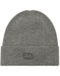 DIESEL - Ribbed-Knit Embroidered-Logo Beanie Hat - Lyst