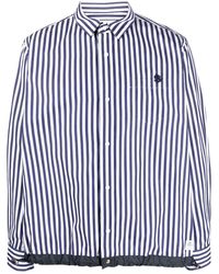 Sacai - Raised-logo Striped Shirt - Lyst