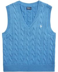 Polo Ralph Lauren - Polo Pony Embroidered Cable Knit Vest - Lyst