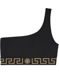 Versace - Greca Border One-Shoulder Bikini Top - Lyst