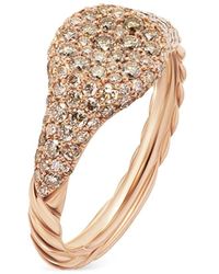 David Yurman - 18Kt Rose Petite Pavé Diamond Pinky Ring (7Mm) - Lyst