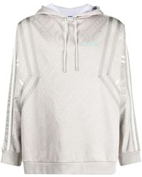 Koche Embroidered Drawstring Hoodie - Grey