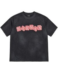 WARMAN - Logo-Print Distressed T-Shirt - Lyst