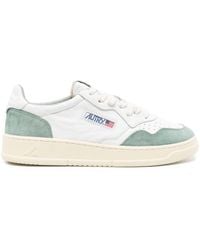 Autry - Medalist Low Sneakers In Green Suede And White Leather - Lyst