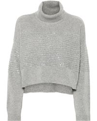 Twinset - Sequined-Stripes Roll-Neck Jumper - Lyst