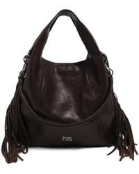 Bimba Y Lola - Medium Coffee Leather Fringed Paper Bag - Lyst