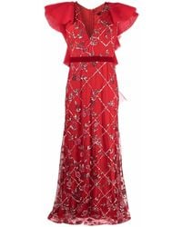 Parlor Crystal-embellished Ruffled Gown - Red
