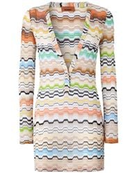 Missoni - Zigzag-Knit V-Neck Mini Beach Dress - Lyst