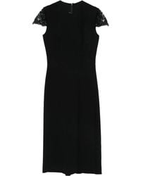 Ermanno Scervino - Fitted Midi Dress With Lace Cap Sleeves - Lyst
