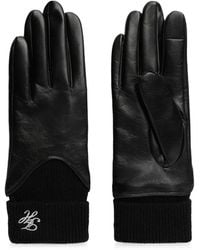 Tommy Hilfiger - Ribbed-Cuff Leather Gloves - Lyst