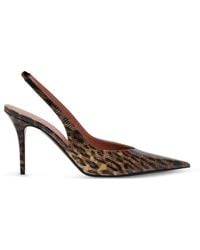 AMINA MUADDI - Anok Leopard-Print Snake-Effect Slingback Leather Heeled Sandals - Lyst