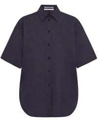 Another Tomorrow - Short-Sleeve Poplin Shirt - Lyst