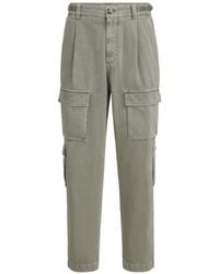 Brunello Cucinelli - Cotton Chevron Trousers With Cargo Pockets And Waist Tabs - Lyst