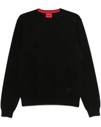 HUGO - Logo-Embroidered Sweater - Lyst