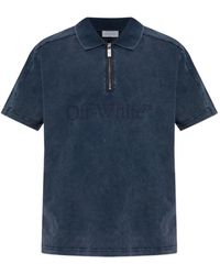 Off-White c/o Virgil Abloh - Logo-Print Zip-Neck Polo Shirt - Lyst